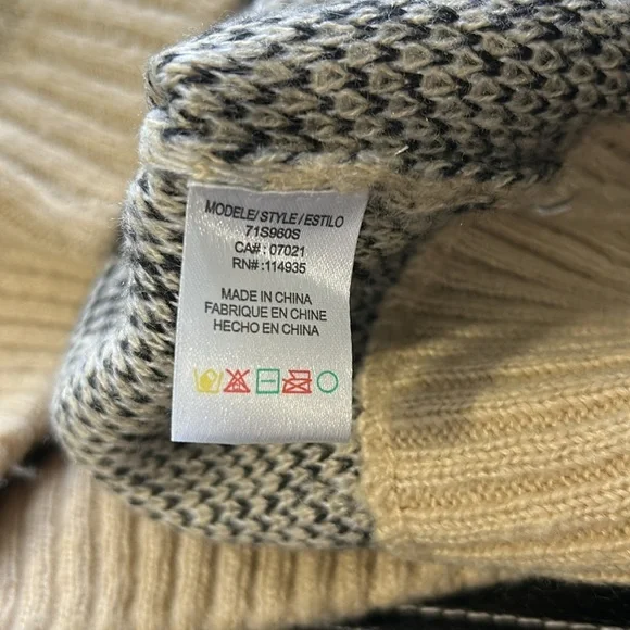 Anthropologie Moth Sweater Tan Black Window Pane Plaid Crewneck Sz S - Picture 10 of 13